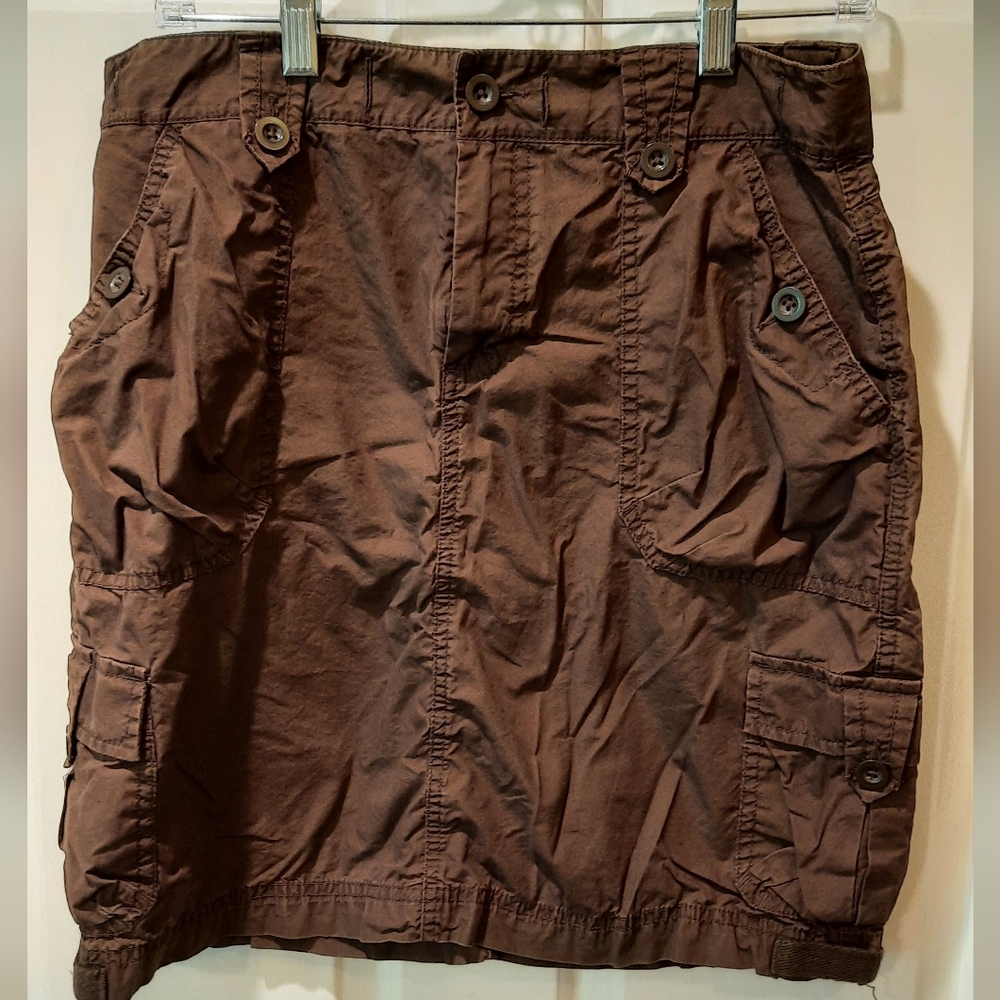 Gap Skirt Womans 8 Brown Surplus Poplin Cargo Preppy Classic Casual
